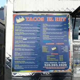 Menu as of December 5, 2013