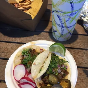 Taco el pastor and horchata