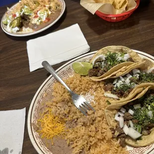 nachos El Rey with chips on the side | asada taco dinner.