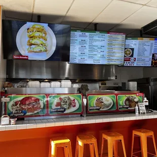 Menu and kitchen/expo area.