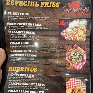 Menu as of June 2021