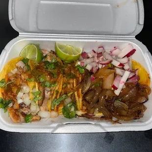 Tacos . Chicken , steak , alpastor.