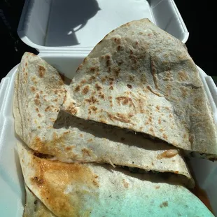 Steak quesadilla w/ red sauce yummy!