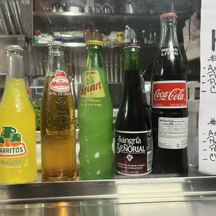 Bottled sodas.