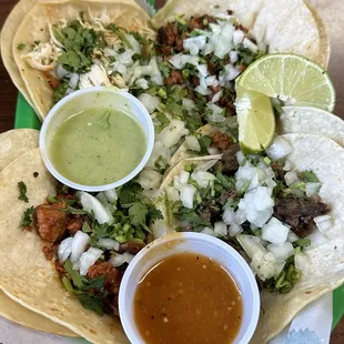 Tacos (beef, spicy pork, chicken, chorizo)