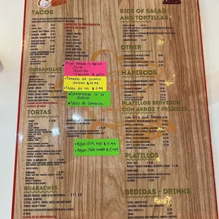 the menu