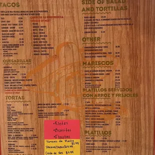 menu