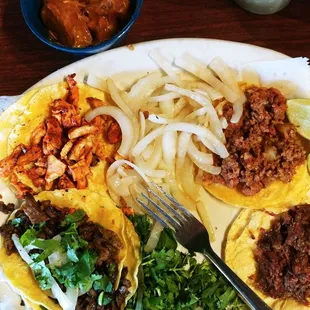 Street Tacos abs Carne Guisada on the side