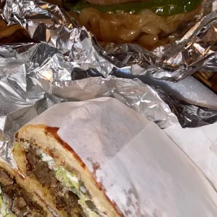 Carne asada torta &amp; grilled onions &amp; jalapeños on the side