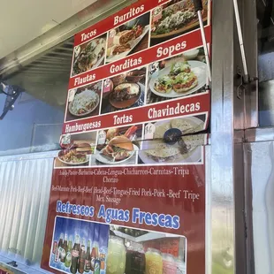 a menu on a food truck