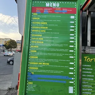 menu
