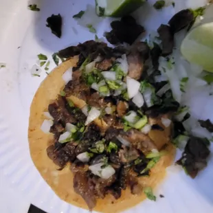 Disappointed hard dry carne asade in a burrito &amp; tacos