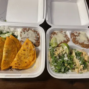 Quesatacos and chicken street tacos.  YUM!