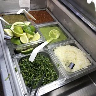 Salsa bar. Free guac