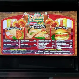 Menu-notice all the meat options