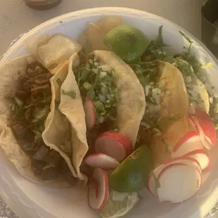 Asada and pastor tacos