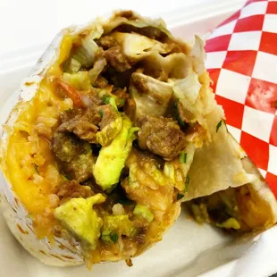 Carne asada super burrito.