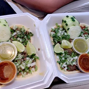 two trays of tacos