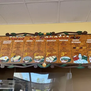 Menu as of Aug 4, 2021