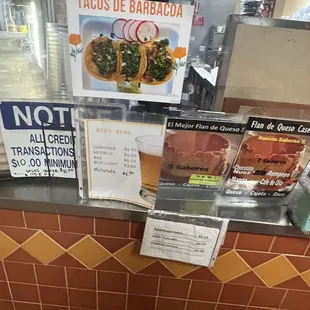 Beer prices and extra salsa prices