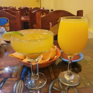 Mango margarita and orange mimosa