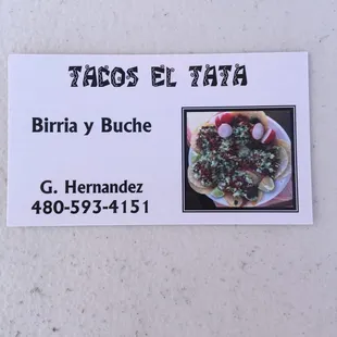 a business card for a mexican restaurant