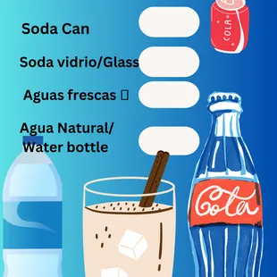 a glass of soda and a bottle of water
