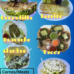 menu, tacos