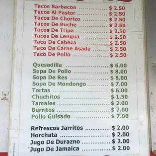 menu