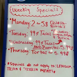 Weekly Specials