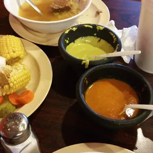 Caldo de res -- we had already finished eating but as you can see I couldn't finish the plate had A LOT of meat