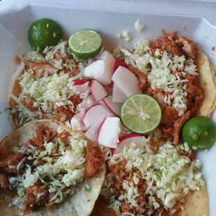 To go tacos al pastor looks like very little Carne