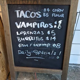 a chalkboard sign