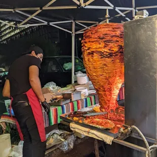 a man preparing food