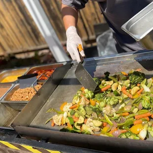 Veggie stir fry with some tacos