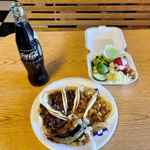 3 Asada and 2 Pollo Tacos and a Coke