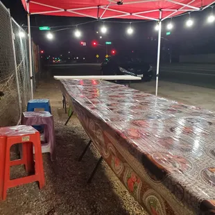 Sitting area for food truck.