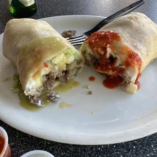 California burrito with green &amp; red sauce. So much flavor. Thank me later