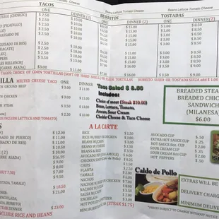 a menu for a mexican restaurant