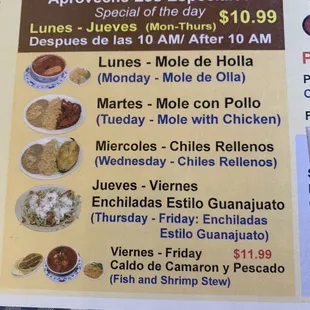 a menu for a mexican restaurant