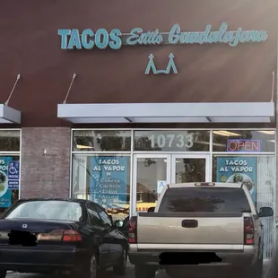 Front of restaurant and menu on the window