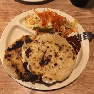 Pupusas Revueltas and Curtido(cabbage salad)