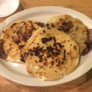 Cheese and bean with cheese pupusas