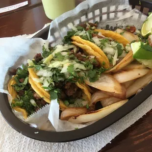 a basket of tacos