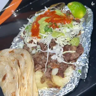Papa de carne asada   Tienes que benir a probarla y nos dises qué tal