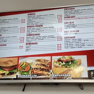 a menu for tacos express