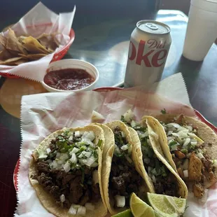 4 tacos- carne asada and chicken