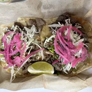 a close up of a taco