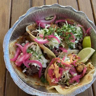 Ribeye, tinga, and shrimp tacos!