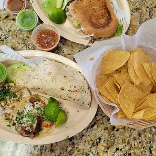 Steak torta, pastor quesadilla,  chicken taco, pastor taco. Fresh and delicious!